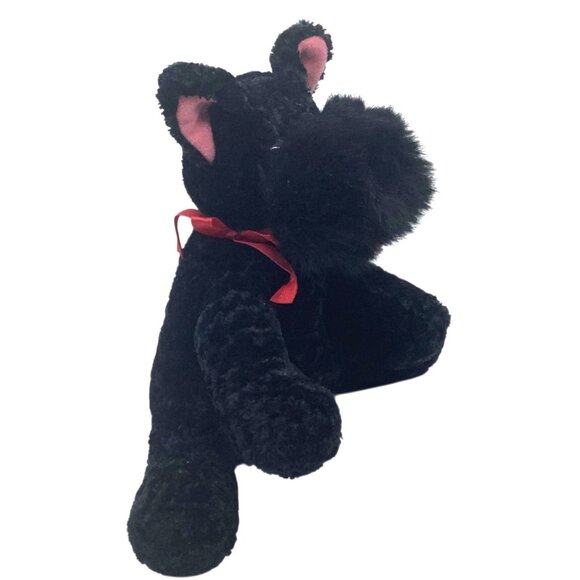 Scottie the Puppy Dog Black Plush Stuffed Animal Red Bow 8" Stuffed Animal Toy - Picture 1 of 5